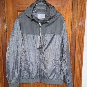 Dior Men's Hooded Monogram Windbreaker Jacket - Charcoal Gray
